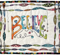 Believe Watercolor Doodle Painted Quilt