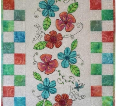 Long Narrow Hibiscus Quilt with Tropical Colors_edit