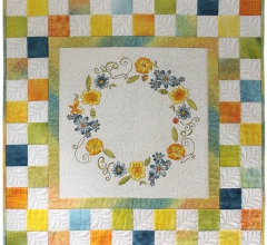 Yellow Green and Blue Painted Block Quilt_edit