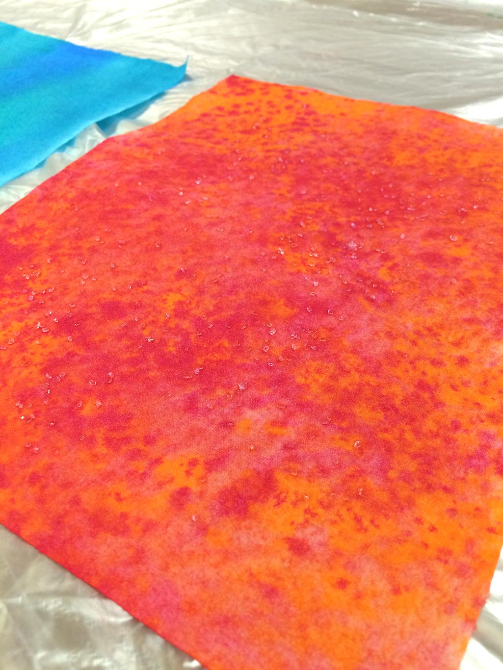 Setacolor Painted Fabric with Salt Effect